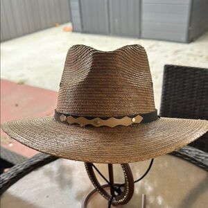 - Brown Straw Cowboy Hat with Black Band